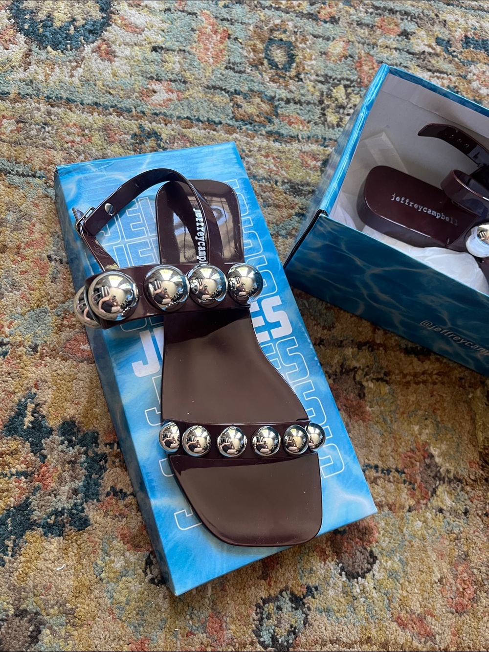 Jeffrey Campbell brown silver jelly sandals 8 new NIB